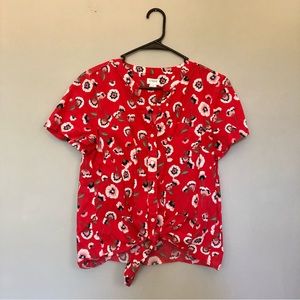 J.Crew Floral Front Tie Button-Down Blouse